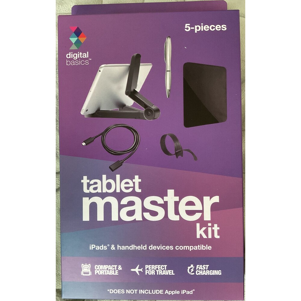 Digital Basics 5pc Tablet Master Kit iPads & Handheld Devices Compatible Black